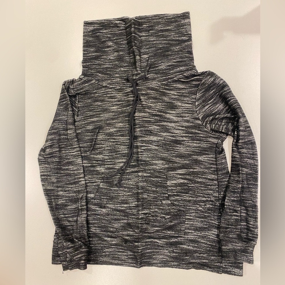 Lucky Brand Heathered Black Cowl Neck Sweater